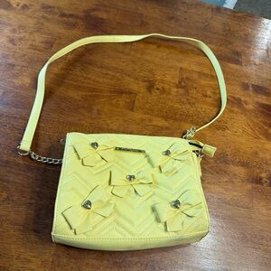 Luv Betsey by Betsey Johnson Yellow Quilted Crossbody Bag with Bows